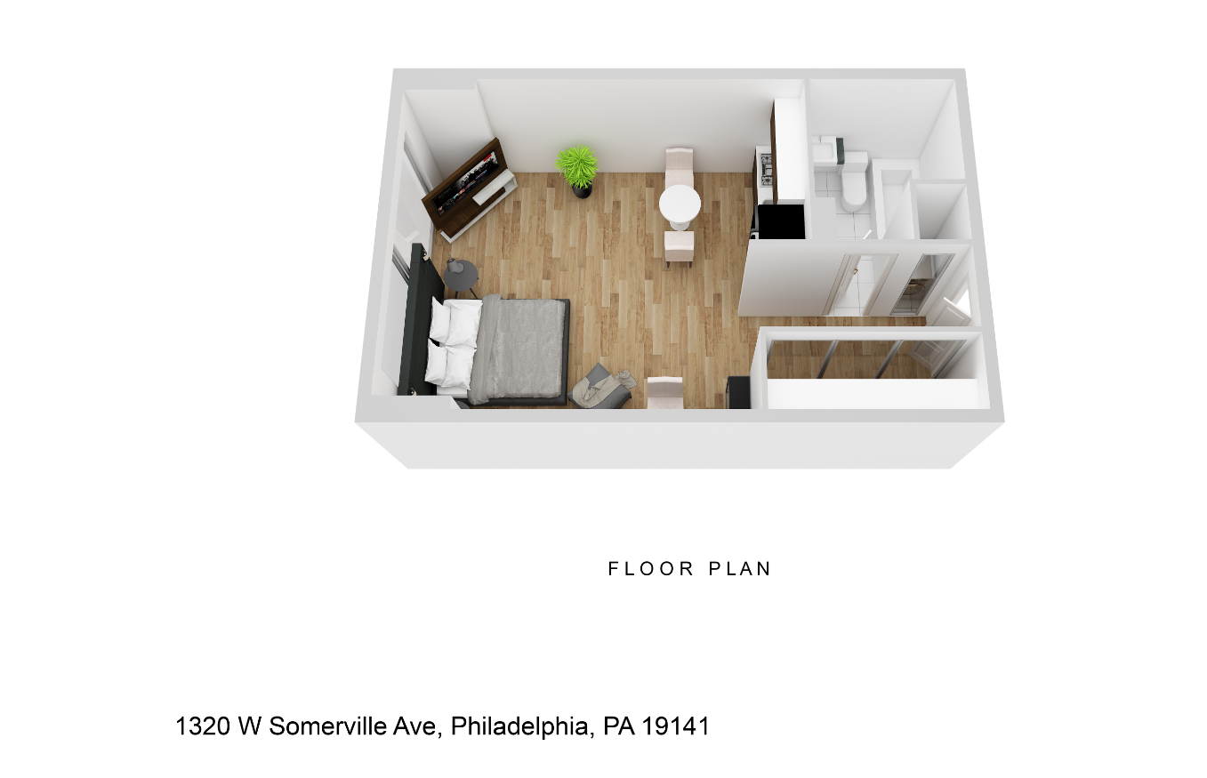 Floor plan for studio, 1 bath, 415 sqft